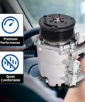 Rock Solid AC Compressor Replacement For Honda CRV 2002 To 2006 2.4L Engine CO 10663AC viewed in car hands on wheel.
