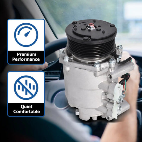 Rock Solid AC Compressor Replacement For Honda CRV 2002 To 2006 2.4L Engine CO 10663AC viewed in car hands on wheel.