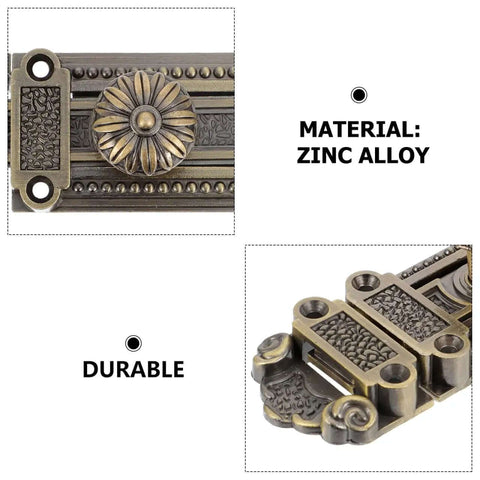 Close-up of Old School 6 Inch Decorative Door Latch With Screws featuring antique zinc alloy material, textured design, and durable build.