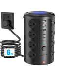 A Dead Simple Heavy Duty 6Ft Power Strip Tower Surge Protector With 16 Broad Spaced Ac Sockets And Five Quick Usb C Charging Ports For Dodging Cable Chaos In Your Home Office Today, showcasing 16 AC outlets and USB ports.