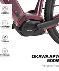 Adult 500W Class 2 Electric Gravel Bike With Legit 48V 705Wh Range And Fly 12 Speed Setup Built Different On Light Aluminum Frame For Smooth Carbon Fork Weekend Adventures And Daily Cruising showcasing mid-drive motor and gearing features.