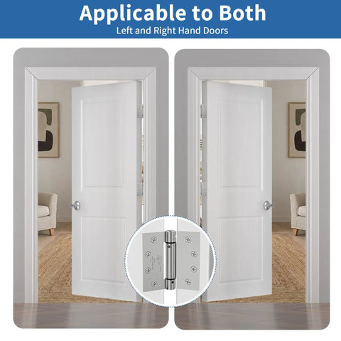 Spring Loaded Self Closing Door Hinges 4.5 Inch Brushed Nickel for left and right hand doors