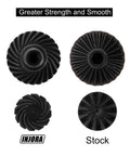 24T and 12T alloy steel helical gear set for 1/18 TRX4M front and rear axles, CNC machined 20CrMo, compared with stock gears.