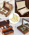 Gold 12 Pack Mini Jewelry Box Hinges 90 Degree Zinc Alloy With Screws used in wooden jewelry boxes and small cases