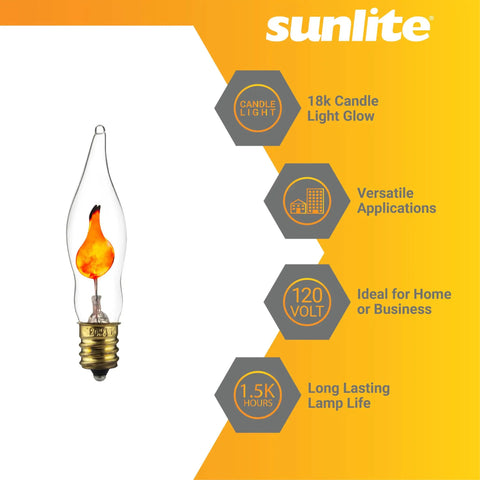 Tiny Chandelier Flicker Flame Light Bulbs Set Orange Color E12 Candelabra Base Decorative Holiday Lighting Warm Candlelike Glow 3 Watts Each 12 Pack For Chandeliers Lanterns And Festive Decor