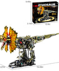 Totally Mechanical Dino Building Kit With LED Light And Movable Gears Display Stand 1277 Pieces For Teens And Adults Cyberpunk Biomechanical Dilophosaurus Model, 19.49in display