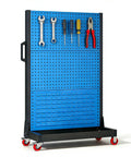 Heavy Duty 2 Tier Mobile Steel Workshop Shelving Unit With Wheels And Handle For Tools And Hardware Storage In Garage Or Shop Durable