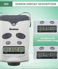 Digital PD Meter Pupilometer For Optometry With LCD Display EZ To Use 44 To 83 Mm Range Button Control Auto Sleep And Auto Shut Down Pupillometer CE Approved showing screen displays and button controls