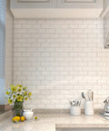 Kitchen with 30 Pack 3D Faux Brick Wall Panels White Printable Peel And Stick Waterproof Foam Self Adhesive for realistic texture