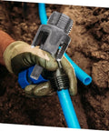 Top Rated Lalafina 3 Piece Pvc Pipe Threader Tool Kit With Internal External Thread Cutter compatible with electric drills, shown in use on pipes.