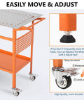 Rugged 36 Inch By 24 Inch Welding Table With 800 Pound Capacity Portable Welding Workbench On Wheels Two Brake Wheels And Four Adjustable Feet Side Hanging Board For Quick Access Tools Ideal For Garage Workshop