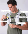Person wearing Go-To 5L Hydration Vest for Running and Cycling with Dual 500ml Soft Flasks, showing pockets and adjustable straps.