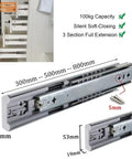 Beefy Heavy Duty Soft Close Cabinet Drawer Slides Pair Full Extension Ball Bearing Telescoping Rails Smooth Quiet Glide Heavy Hitter Hardware 100kg Capacity Cold Rolled Steel For Home Use Sizes From 14 Inches To 32 Inches Set Nails The Job, 500mm slide
