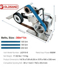 Heavy Duty Belt Sander And Bench Grinder With Adjustable Workstand 30 Inch Belt Size 550W Copper Motor for wood and metal use.