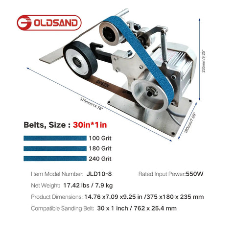 Heavy Duty Belt Sander And Bench Grinder With Adjustable Workstand 30 Inch Belt Size 550W Copper Motor for wood and metal use.