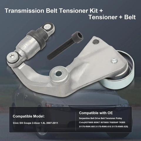 OE Replacement Belt Tensioner Assembly With Pulley And Serpentine Drive Belt Kit For 2007 2011 Honda Civic 1 8L Includes Bolt