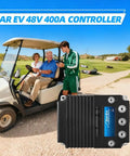 Top Shelf 48Volt 400 Amp Golf Cart Speed Controller Plug And Play Motor Driver Replacement Direct Fit 2016 Plus Star Ev Electric Golf Carts Straight Swap No Hassle Smooth Ride Setup with golf cart and people.
