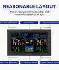 All In One Weather Station With Wireless Indoor Outdoor Thermometer And Atomic Clock Large 7.6 Inch Color Display