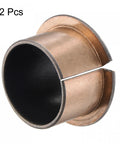 2 Pcs Flanged Sleeve Bearing Set 25mm Bore 28mm OD 20mm Length 35mm Flange Dia 1.5mm Flange Thickness Oilless Bronze Sintered Coated Bushings Dual Pack Carbon Steel Base Low Friction Maintenance Free High Load Capacity