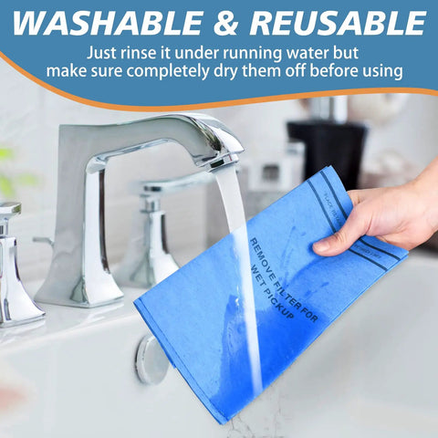 Person rinsing Six Pack Wet Dry Filter Bags For Stinger 2.5-5 Gallon Shop Vac under running water in sink