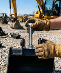 0.98 Inch Mini Excavator Bucket Pins 25mm Grade 10.9 Steel Dual Length Precision Engineering for Precise Fitment in Mini Excavator Linkage Systems for Easy Install and Maximum Durability. being installed on an excavator bucket