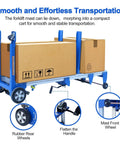 Manual Material Lift Winch Stacker with cardboard boxes on base and rubber rear wheels for warehouse tasks