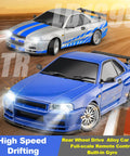 LDRC LD1899 1/18 RC Drift Car Nissan Skyline GTR R34 RWD With 2.4GHz Gyro Steering And True Proportional Control in action
