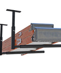 Adjustable Ladder Ceiling Rack For Overhead Garage Storage Holds Up To 150 Lbs Heavy Duty Powder Coated Steel installed view