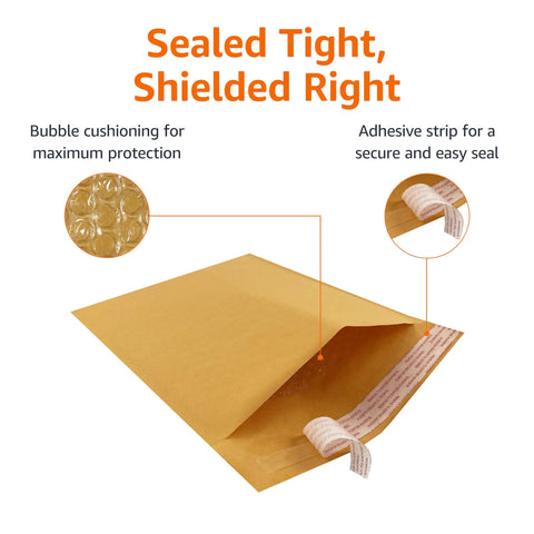 Sturdy Kraft Bubble Self Seal Padded Envelopes 4x8 Inches For Shipping 50 Pack With Durable Exterior 50Gsm Bubble Lining
