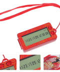 Red Transparent Mini Lucky Number Picker For Parties with clear display showing random numbers and a wrist strap for easy use