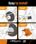 Installation steps for 513420 Wheel Hub And Bearing Assembly For Hyundai Kia, showing process in four panels with tools and parts.