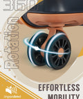 Effortless mobility with 360-degree wheels on 5 piece travel luggage set