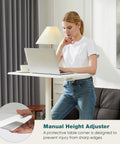 Go To Mobile Rolling Laptop Desk With Two Lockable Wheels Height Adjustable Sit Stand Computer Workstation with laptop in use
