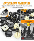 License Plate Screw Kit For Front And Back Plates On Cars SUVs And Trucks Black Zinc Plated Rust Proof And Anti Rattle Bolts Set Of Eight with comparison of high and poor quality screws