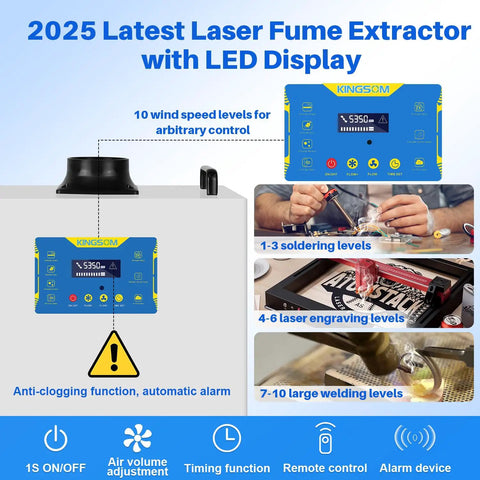 310 M3 Per Hour Solder And Laser Fume Extractor With 99.99 Percent Filtration, LED display features and control panel
