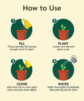 Steps to use Organic Outdoor Potting Mix For Container Plants With Quick Release Natural Fertilizer, OMRI Listed, in planters.
