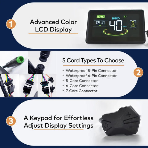 Ebike Display With UART No 2 Protocol For 24V To 60V Systems Colorful Cycling Computer With Charging Port For Mobile Devices LCD Display To Enrich Your Ride Ready Cycling Journey H6C 5 Pin