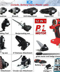 All-In-One 12 Tool Cordless Power Tool Kit With 2 Batteries And Charger, Milwaukee 18V Compatible, multiple tools displayed