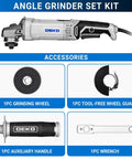 Four And A Half Inch Corded Angle Grinder With 7.5 Amp Motor Up To 12,000 RPM for metal and wood cutting with accessories