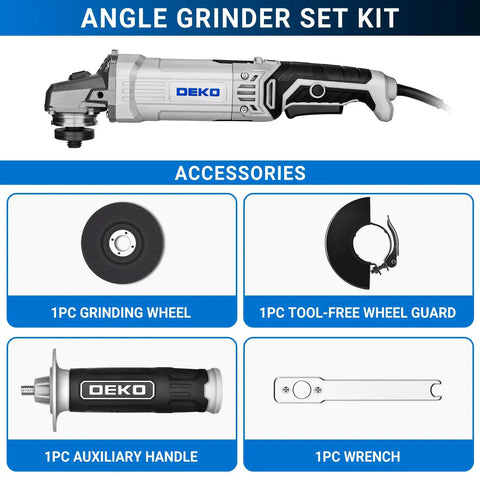 Four And A Half Inch Corded Angle Grinder With 7.5 Amp Motor Up To 12,000 RPM for metal and wood cutting with accessories