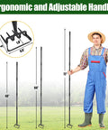 2 In 1 Garden Hoe Tool With Adjustable Length From 37 To 72 Inches Ergonomic Handle Featuring Size Chart On Grass