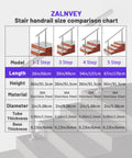 Hella Sturdy 3 Step Outdoor Handrail With Zero Sweat Diy Install Pack And Rugged 304 Stainless Steel Build For Porch Stairs On Concrete Brick Or Wood Planks Silver Finish Smooth Ride size comparison chart.