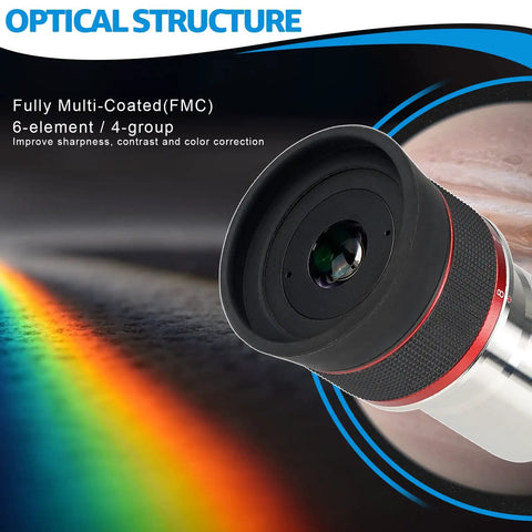3Mm To 8Mm Zoom Eyepiece For 1.25 Inch Telescopes, Parfocal Design, optical structure, multi-coated lens, close-up view.