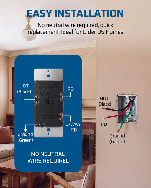Smooth Operating Digital Toggle Dimmer Switch Single Pole Or Three Way Rock Solid Wall Panel wires and installation in home setting