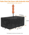 Heavy Duty Waterproof Rectangle Patio Table Cover With Umbrella Hole Made From 600D Oxford Fabric Outdoor Furniture Cover