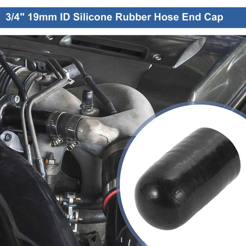 3/4 Inch ID Silicone Hose End Cap With 3 Ply Polyester Layer For High Temp Engine Coolant Lines Durable Turbo Bypass Vacuum Cap 40mm Outer Diameter 4.5mm Wall Black next to car engine