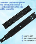 10 Inch Drawer Slides 2 Pairs Black Full Extension Ball Bearing 3 Fold Metal Dresser Runners, 100 Lb Load, Side Mount