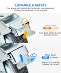 Lockable safety feature of 8 Inch Heavy Duty Caster Wheels Set With 2 Braked Swivel Casters And 2 Fixed Industrial Plate Casters Total Capacity 3500 Lbs 1600 Kg For Workbenches Carts Trolleys And Warehouse Equipment