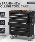 Rolling Tool Chest With Seven Drawers On Wheels, Metal Lockable Tool Storage Cabinet With Swivel Casters And Brakes, Heavy Duty Toolbox For Garage, Workshop, Warehouse Or Repair Shop, Black, front view