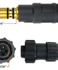 Close-up of connectors on 150 Amp MIG Welder Gun Torch for Lincoln Magnum with dimensions labeled.